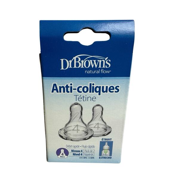 Dr Brown 9M+ Silicone Nipples Level 4 Anti-colic Fast Flow 2-Pack Lot of 2 New - Picture 4 of 5